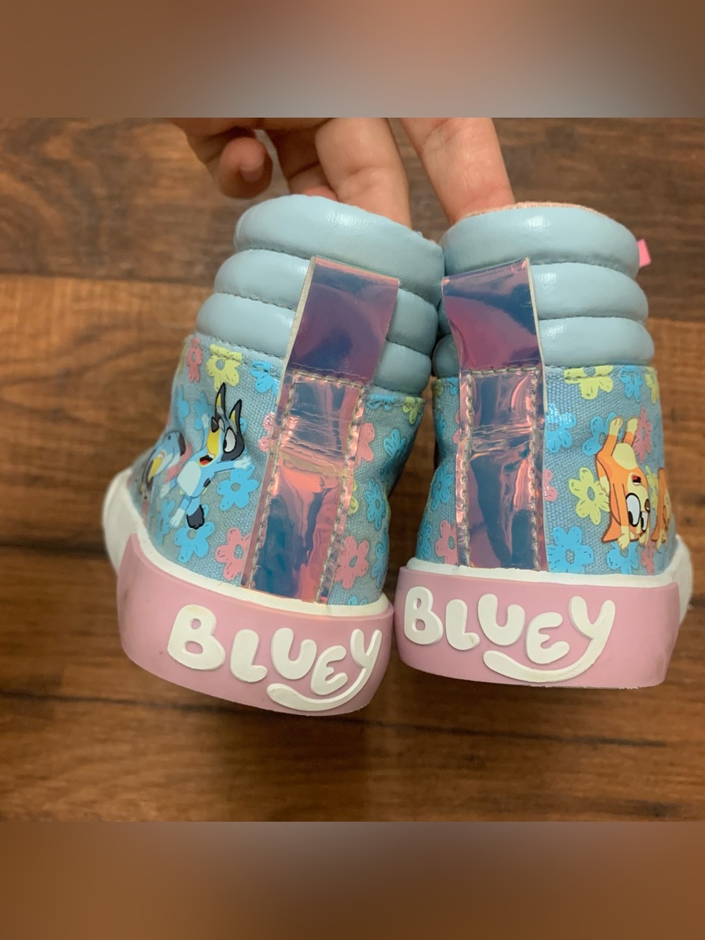 Bluey Toddler Girls Size 12 Ground Up Iridescent High Top Sneakers Blue Pink - Picture 5 of 9